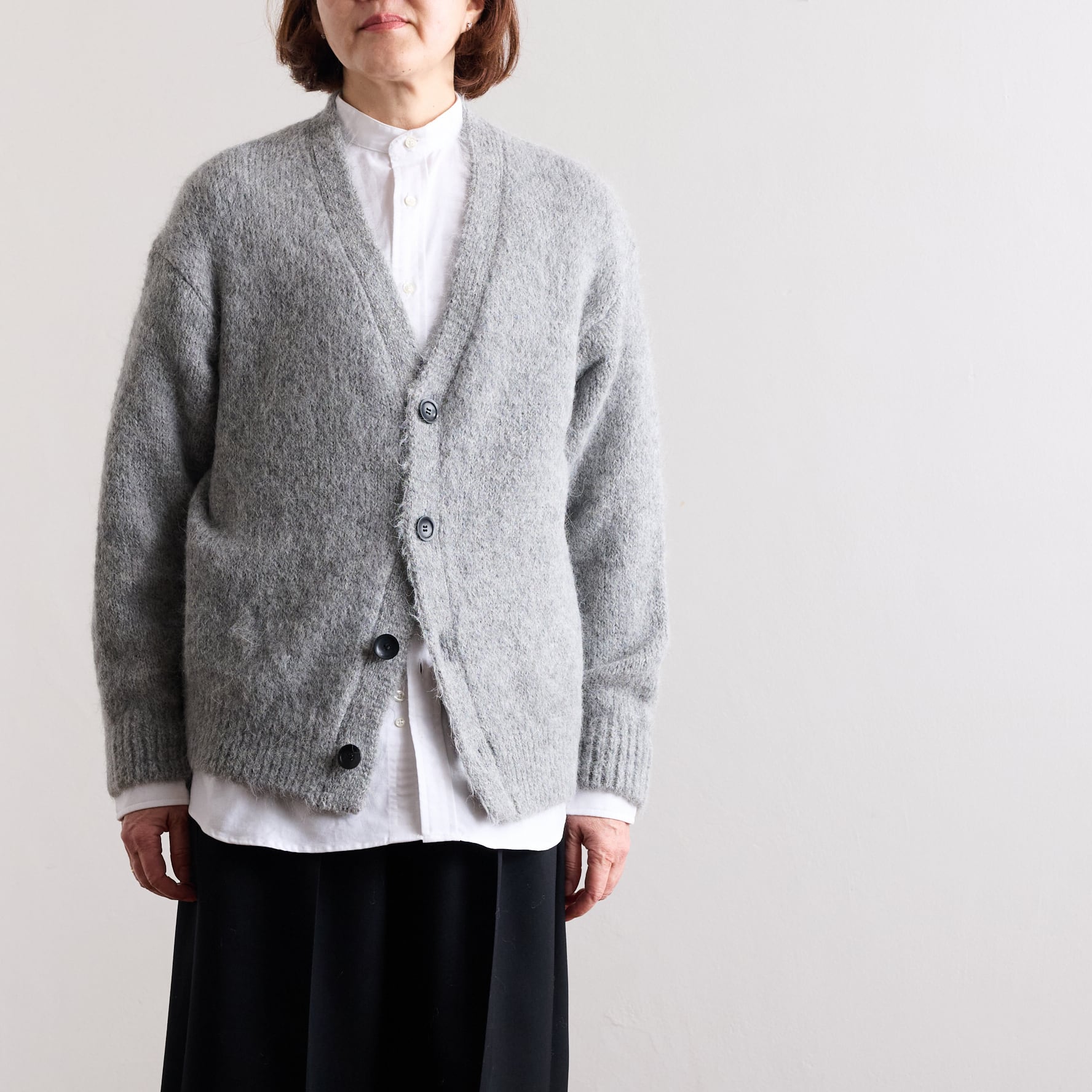 SLOANE スローン 3G天竺 アルパカ×ウール Vネックカーディガン SL10W-980 ライトグレイ