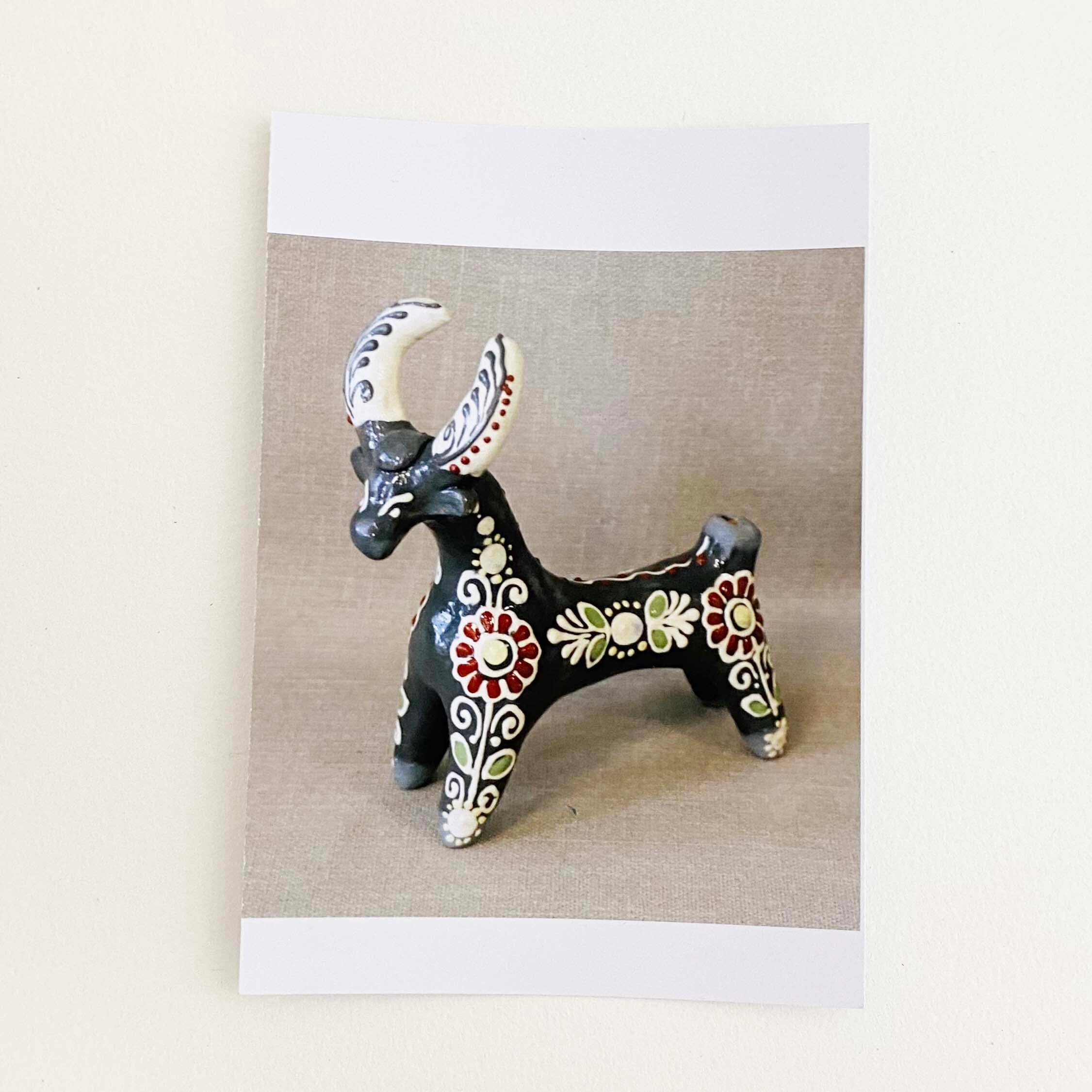 ウクライナ産 オピシュニャ土人形(牛 黒色)