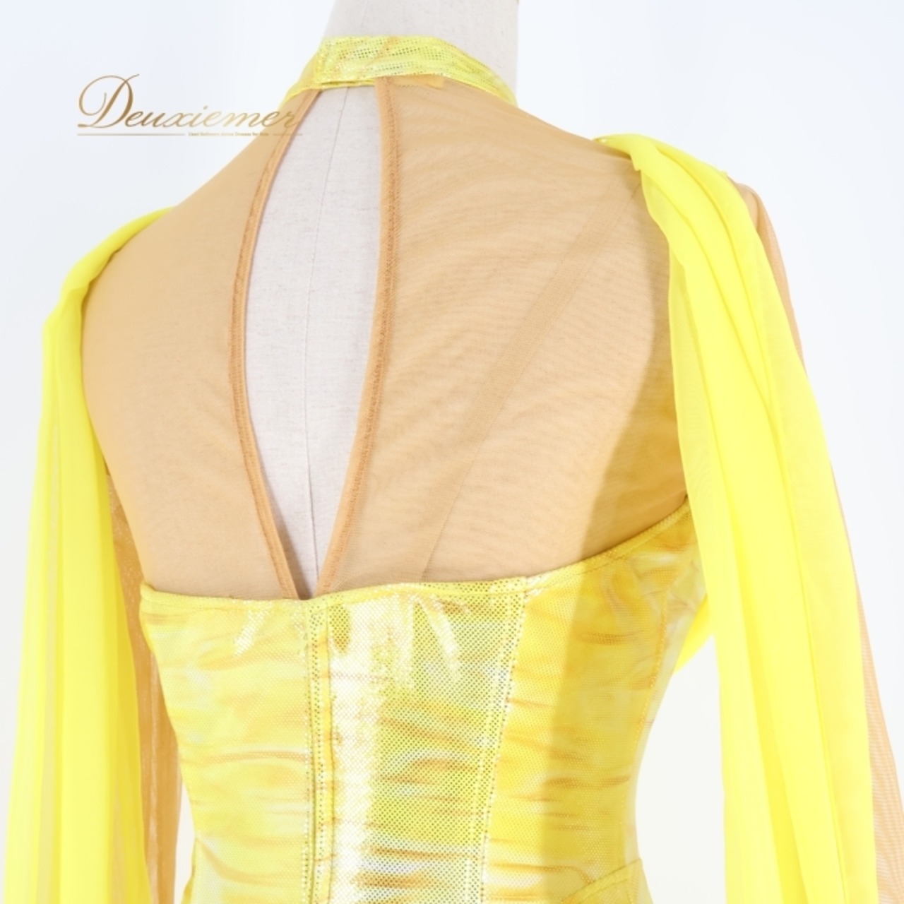 社交ダンス 衣装 スタンダードドレス ワンピース ドレス ソレリ SORELI 日本製 黄色 フロート レース 光沢 艶 パーティドレス パーティ 発表会 無地 ホログラム イエロー系 フェス コスチューム 競技用 舞台衣装 柔らかい フリル 大人 女性用 ステージ用 ゴージャス キラキラ シンプル 美しい フェミニン