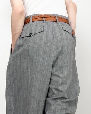HED MAYNER "TWO TUCK TROUSERS GREY PAINT STRIPE "