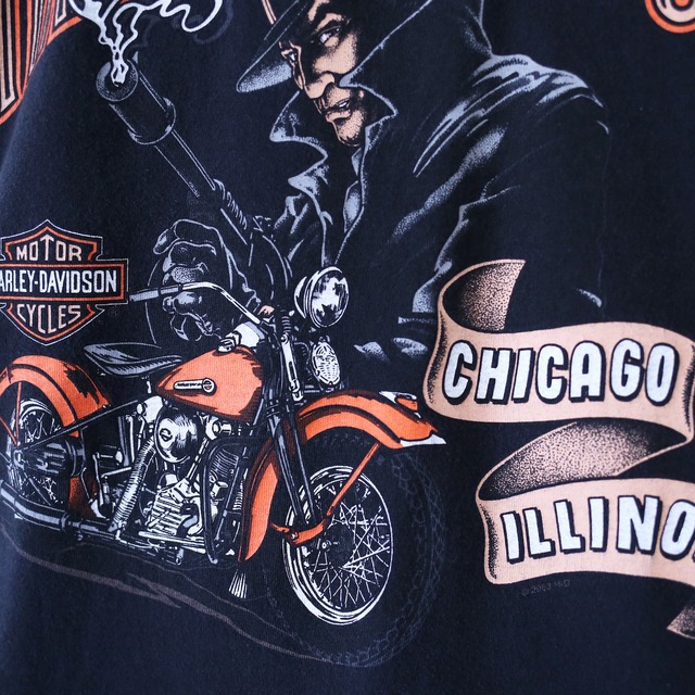 "HARLEY-DAVIDSON" front and back print loose silhouette l/s tee