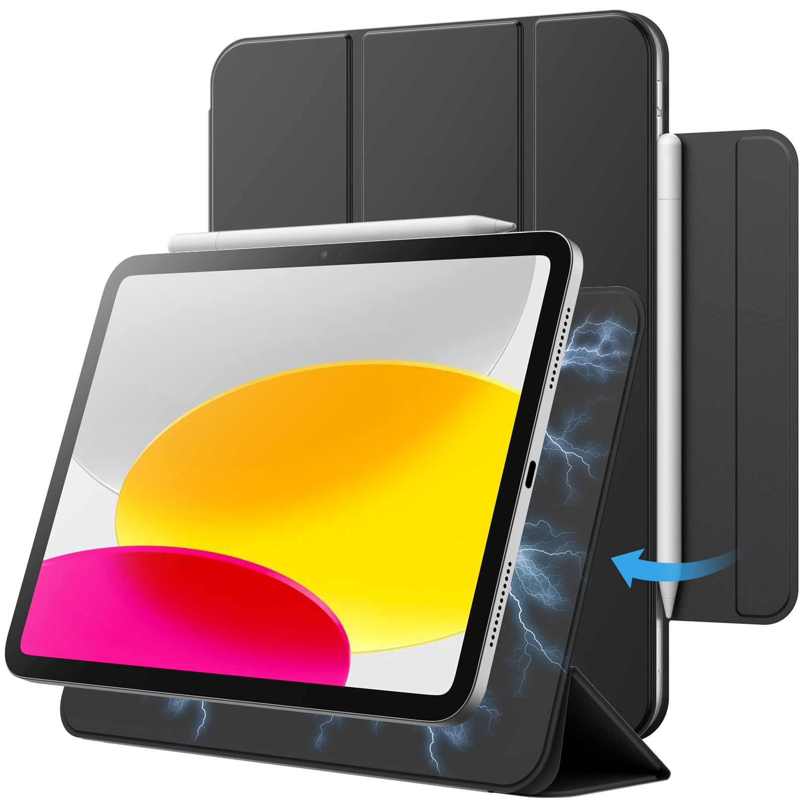 JETech iPad (A16) 第11/10世代用 マグネットケース (ブラック)