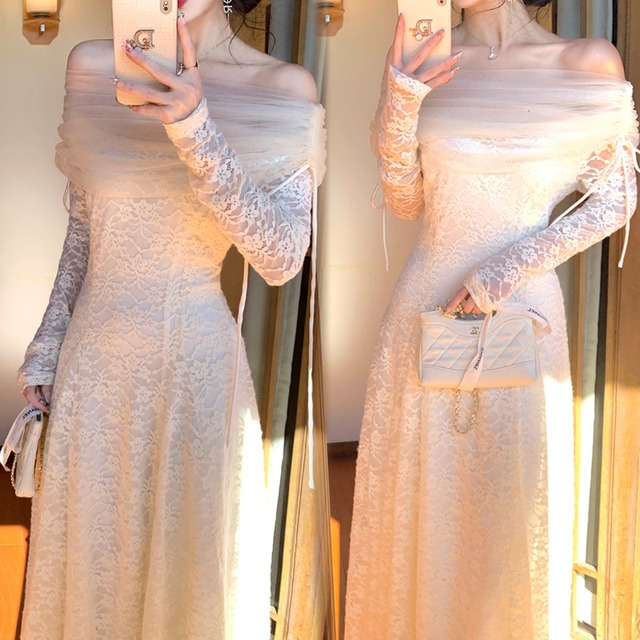 【dress】チュールドッキングレースワンピース　N3475