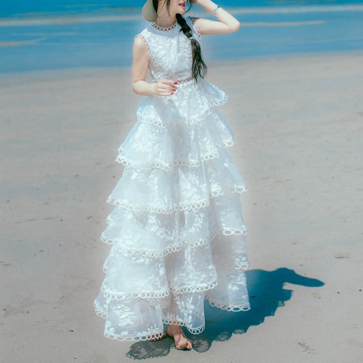 レース フリル 花模様 ワンピース ドレス ホワイト フェミニン fdd80803ed2e00e7e3f09250ee47e5