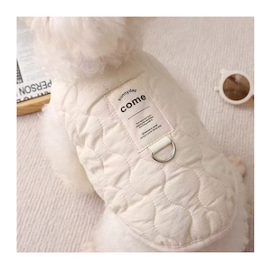 犬服 秋冬 犬用ベスト 防寒着 キルティング ボア 裏起毛 あったか ドッグウェア 小型犬 ペット服 袖なし スナップボタン 着脱簡単 おしゃれ かわいい 秋冬服 アイボリー カーキ S M L XL XXL コピー 商品画像6