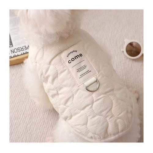 犬服 秋冬 犬用ベスト 防寒着 キルティング ボア 裏起毛 あったか ドッグウェア 小型犬 ペット服 袖なし スナップボタン 着脱簡単 おしゃれ かわいい 秋冬服 アイボリー カーキ S M L XL XXL コピー 商品画像6