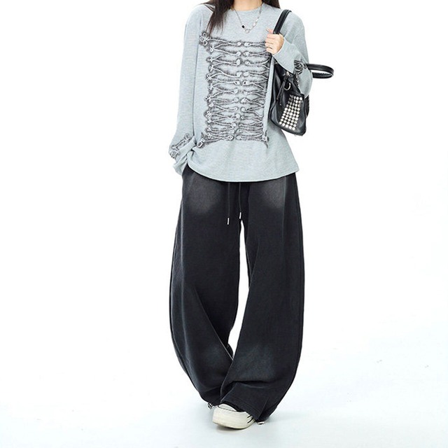 バックレタリングナンバリングワイドパンツ 2col   R02630