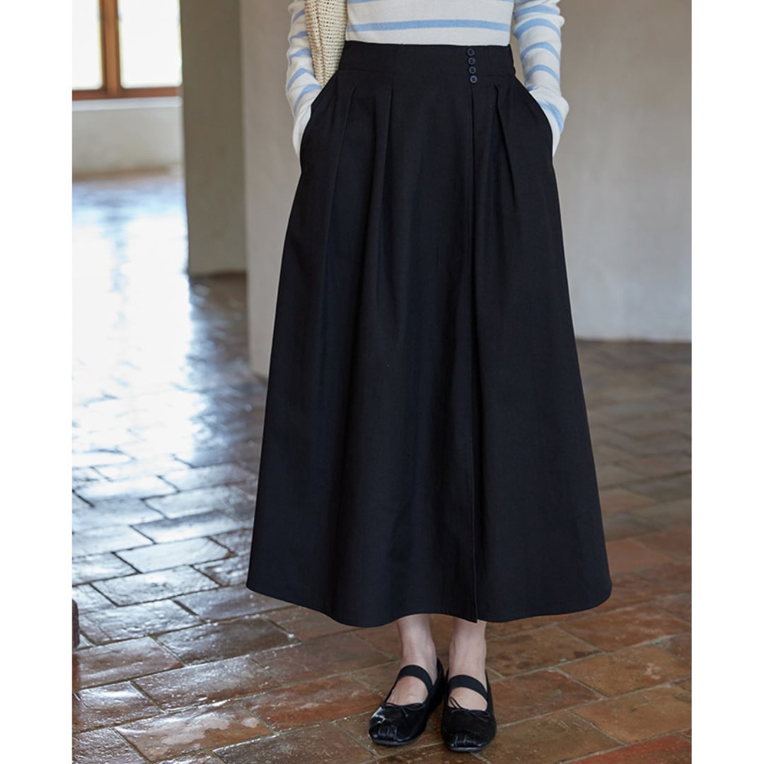 french small black mimore length high waist skirt