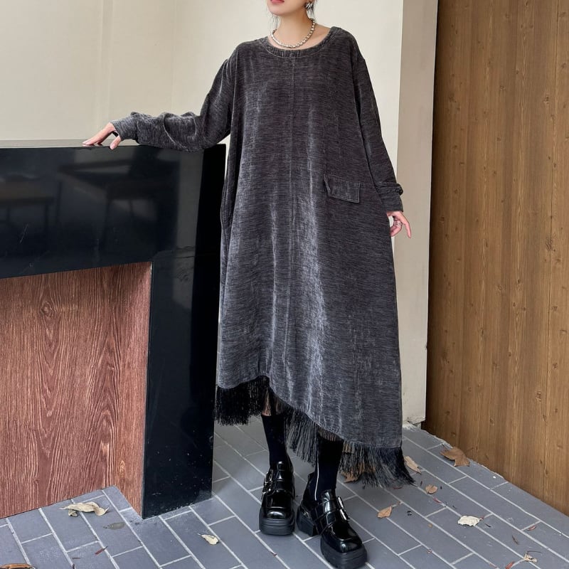 ルーズコーデュロイフリンジワンピース ON0768