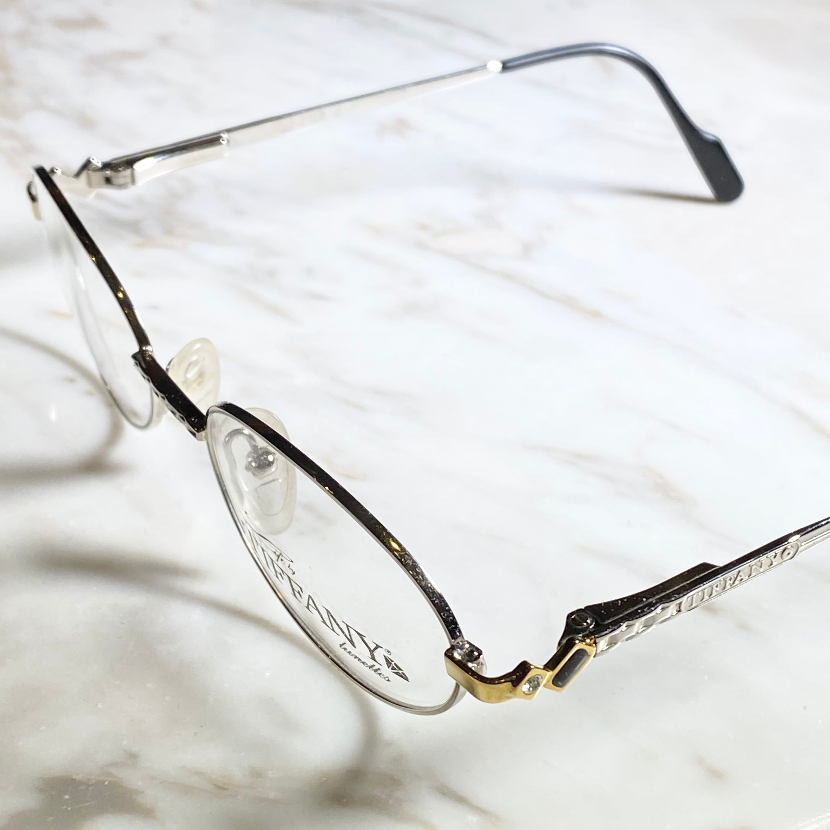 vintage TIFFANY LUNETTES platinum plated glasses “t628” | NOIR ONLINE