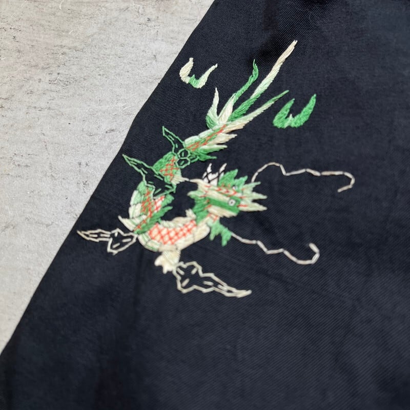 60's ベトナム スーベニアジャケット ベトジャン NAM戦 虎 龍 福 刺繍 グッドコンディション TALON付け替え コットンサテンブラック  36～38位 希少 ヴィンテージ BA-2304 RM2723H | agito vintage powered by BASE