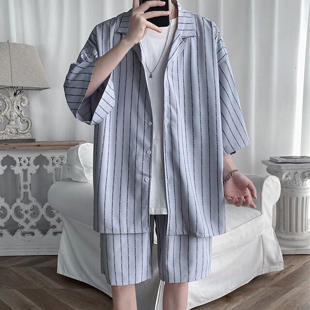 予約販売】メンズ セットアップ 上下 ハーフパンツ 半袖シャツ