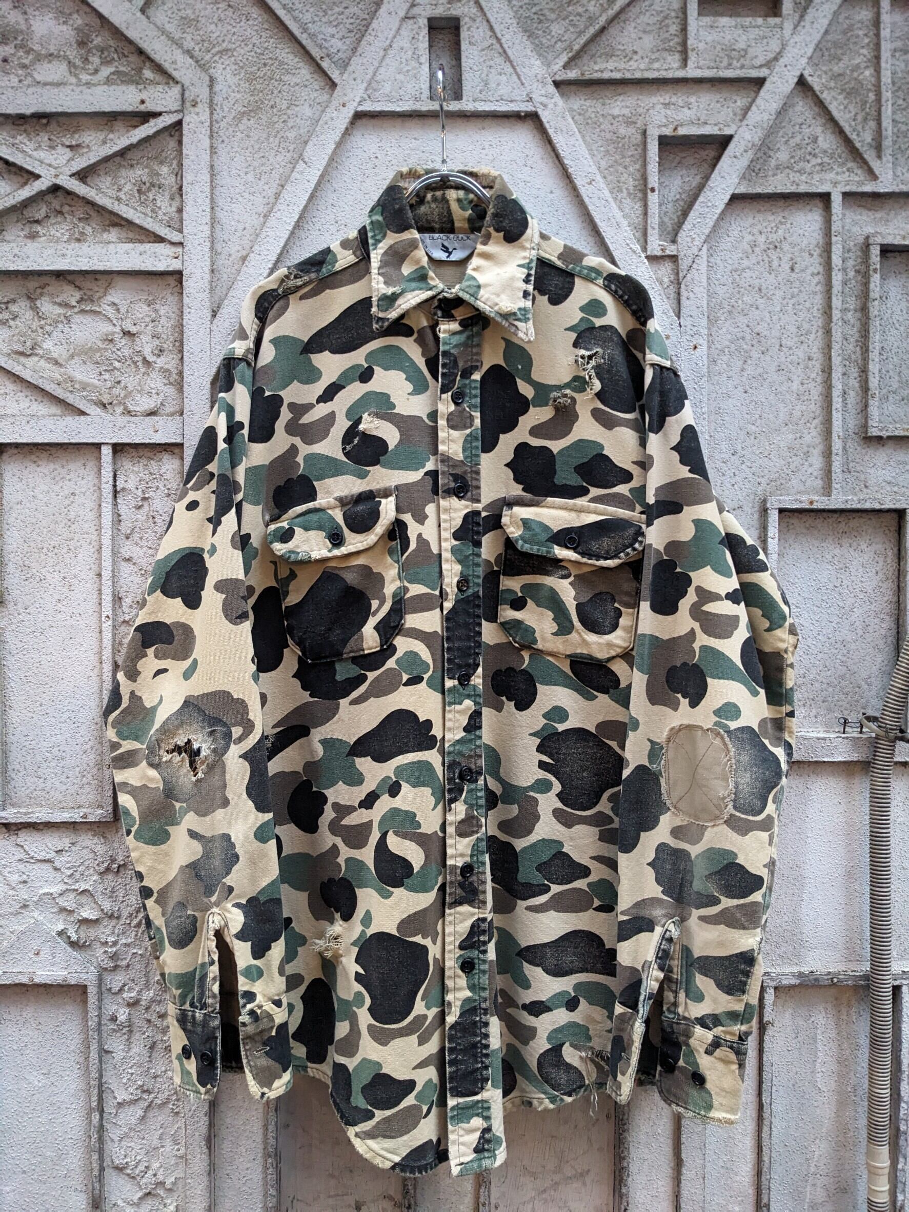 "深緑 REMAKE" duck hunter camouflage damage shirt