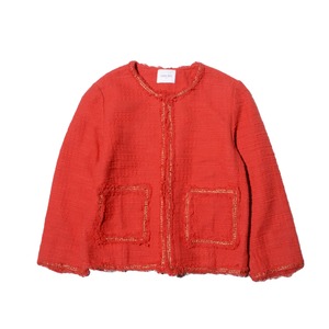 Laurence Dolige (FR)    red tweed collarless jacket