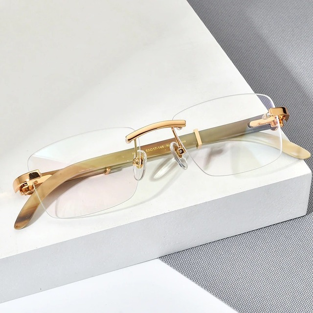 【TR0363】Buffalo Horn Luxury Square Glasses