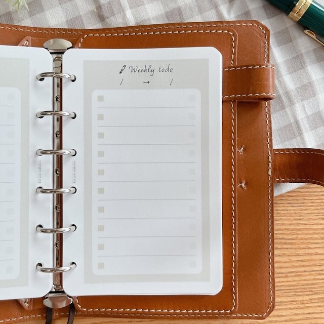 ミニ6穴サイズ/ウィークリーtodoリストリフィル