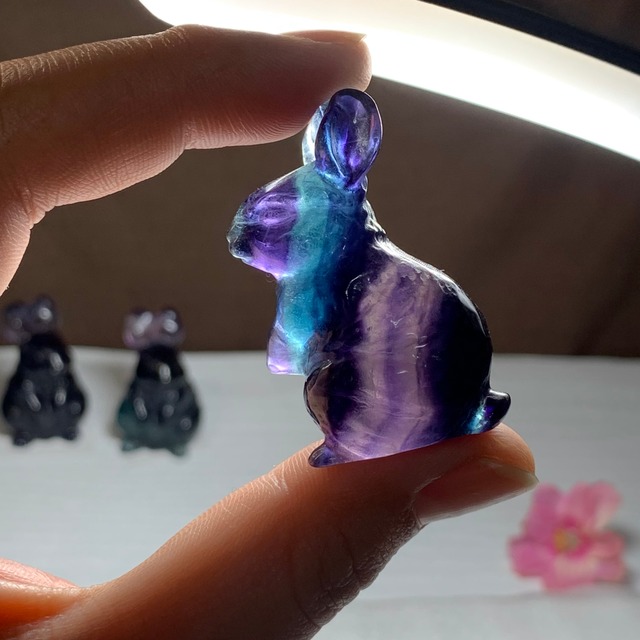 送料込み☆5.フローライトうさぎ・インテリア