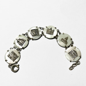 40's Vintage Paris Souvenir MOP & Metal Bracelet