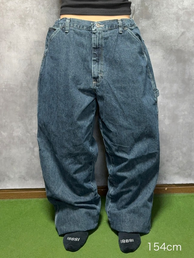 【リメイク】【W34×L32】wrangler  デニムペインターパンツ　ウエストゴム