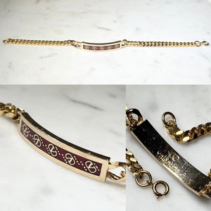 vintage VALENTINO gold metal ID plate bracelet