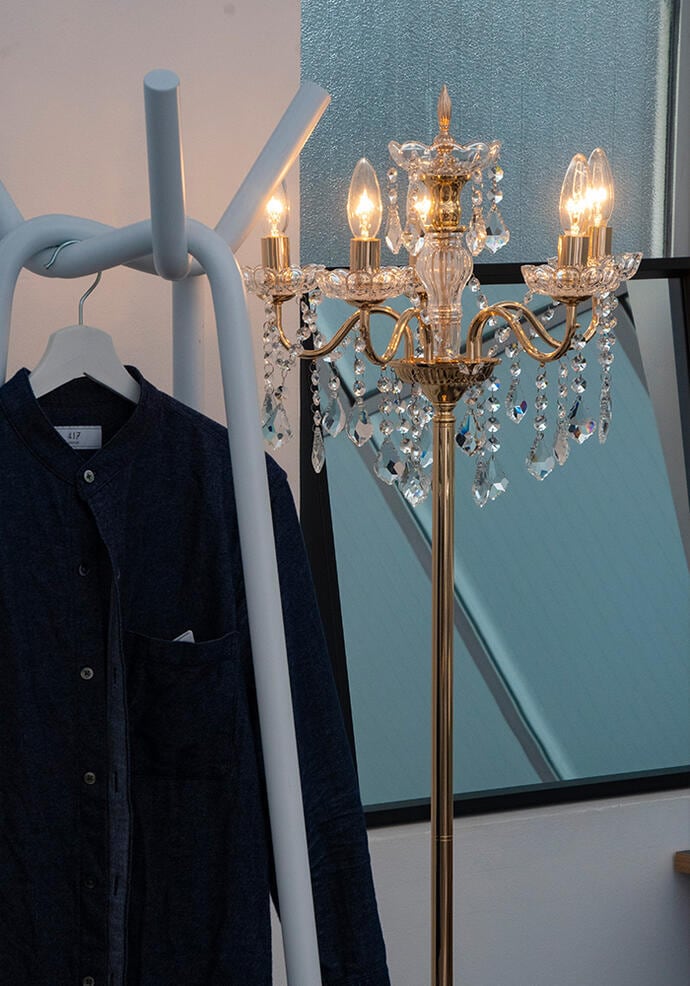 5灯 スタンドシャンデリア ゴールド REOB-097/5 | リエルショップ