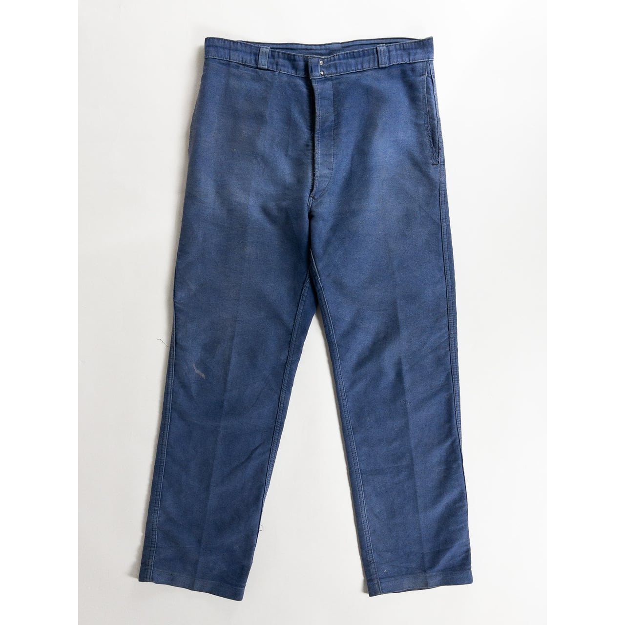 1960s "Le Mont St Michel" Faded Blue Moleskin Work Trousers