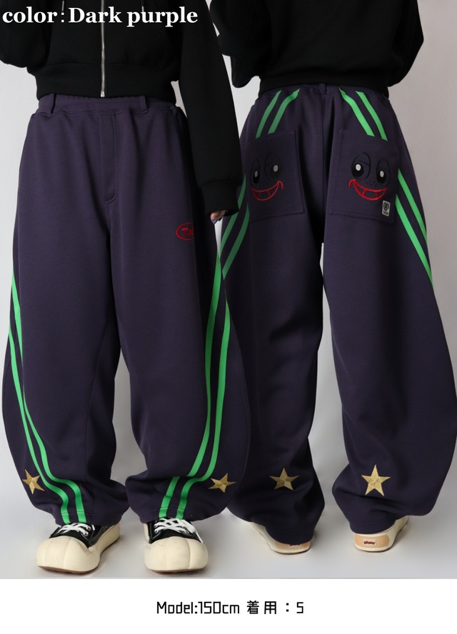 2LINE★SMILE BACK barrel leg pants(ツーライン★スマイルバックバレルレッグパンツ)【Navy blue】
