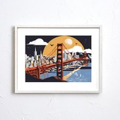 San Francisco｜都市風景を描くコンテンポラリーアートポスター｜西海岸の雰囲気を纏うスタイリッシュな額縁付きインテリアA4ポスター