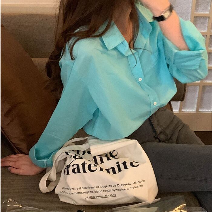 ソリッド カラーシャツ レディースルーズスプリングジャケット ロング 春物 ソリッドカラー モンロー97967836591