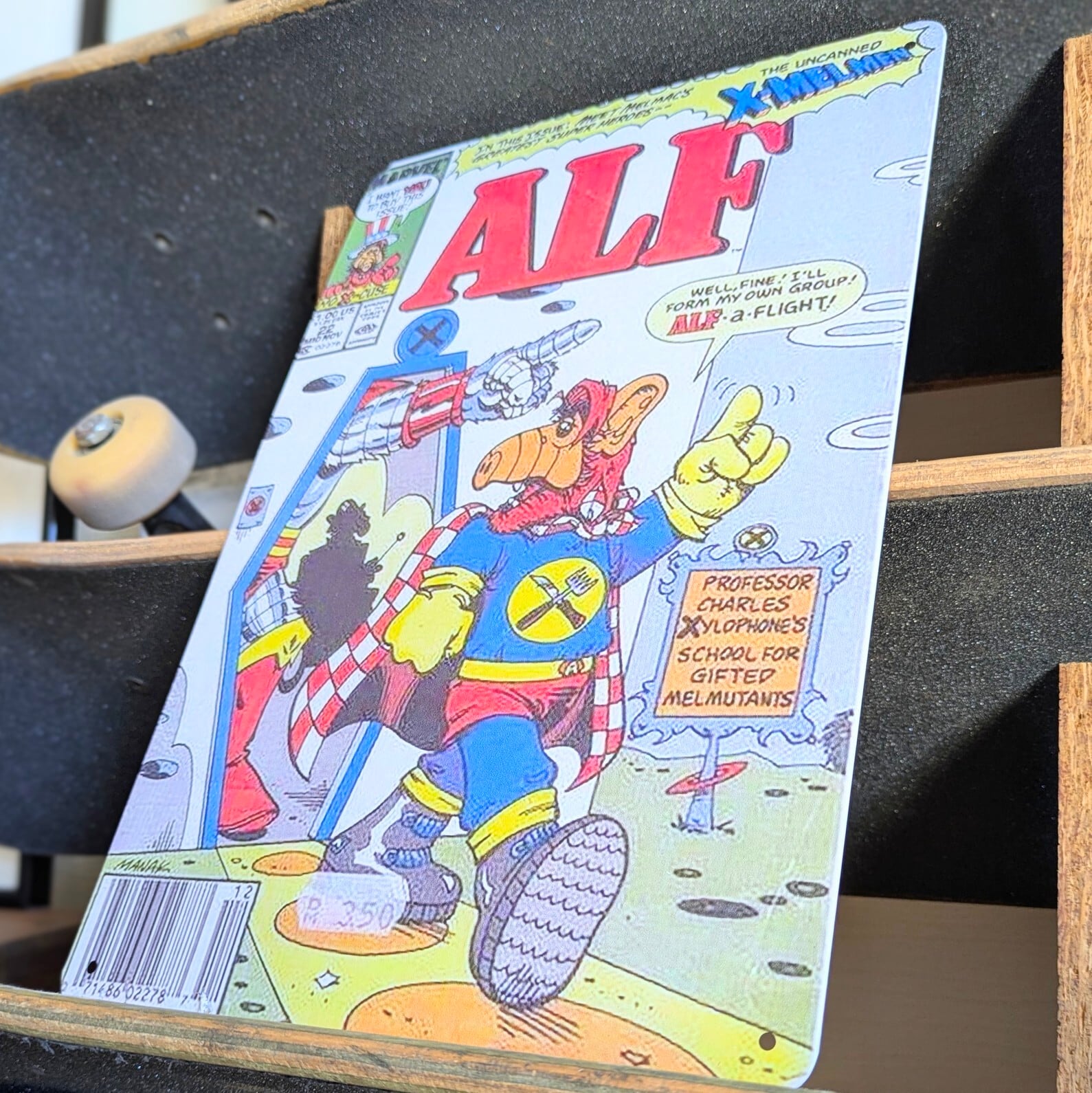 送料無料！ちょうどいいブリキ看板 ビンテージ加工【アルフ（ALF）】『 X-MELMEN 』X-MEN / コミック〚アメリカン雑貨 アメトイ〛