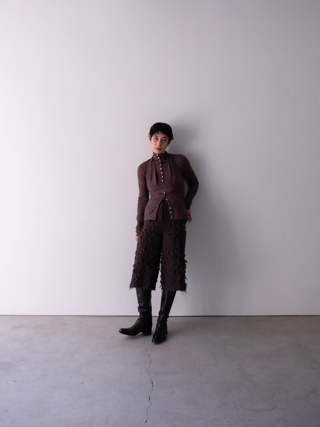 ERiKOKATORi/EK13-3-1 wool sheer high neck top Ivory