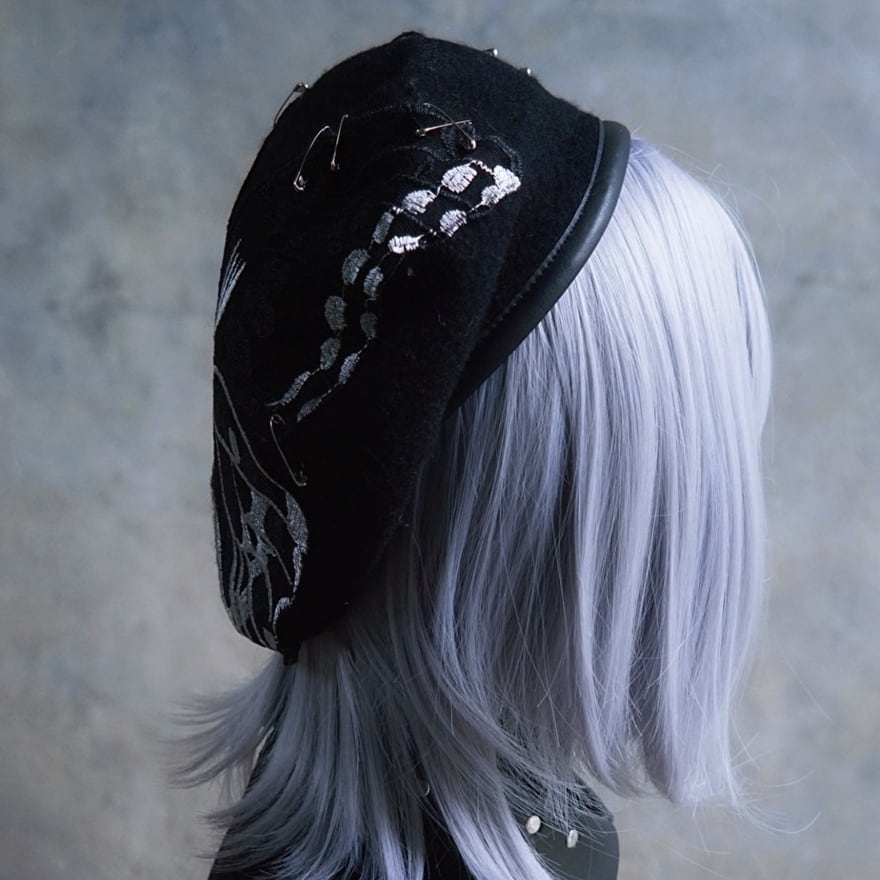 ベレー帽 スパイダー 刺繍 パンク サブカルファッション｜天使と悪魔