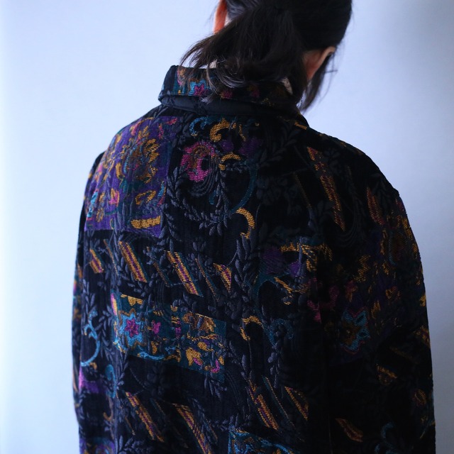 "reversible" beautiful pattern box silhouette chenille weave jacket