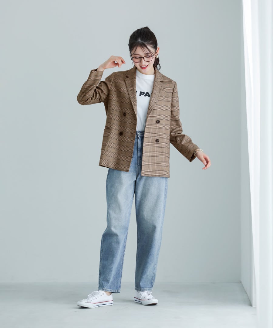 25AW】【 洗える 】 トラッドチェック・テーラードダブルジャケット