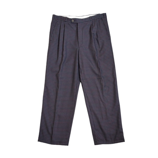 UNKNOWN / Unusual Check Poly×Viscose Slacks Pants W32