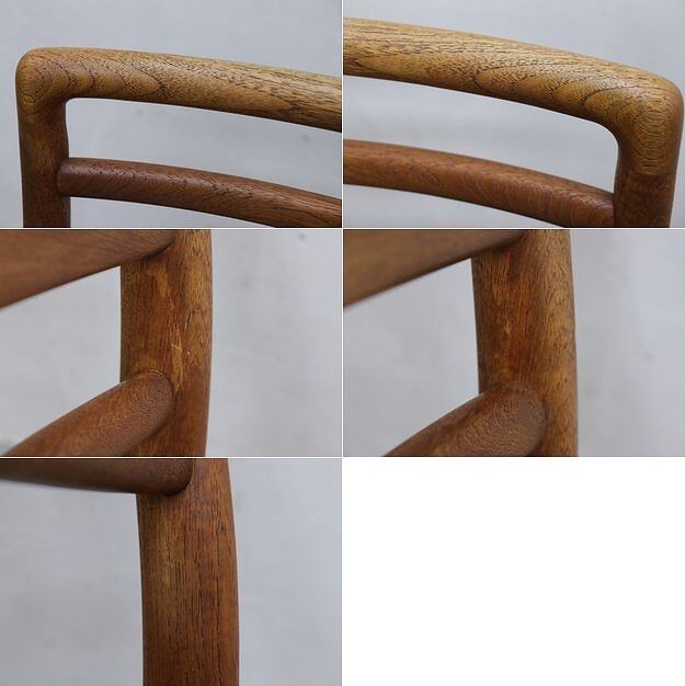 美品☆北欧ヴィンテージ／チーク材ダイニングチェア／張り替え済⑤ 在庫6脚 ヴィンテージ チーク材 ダイニングチェア 合皮 張替え済み