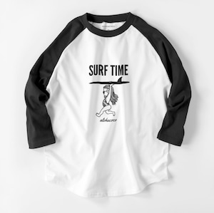 SURF TIME 7分袖TEE【ホワイト×ブラック】