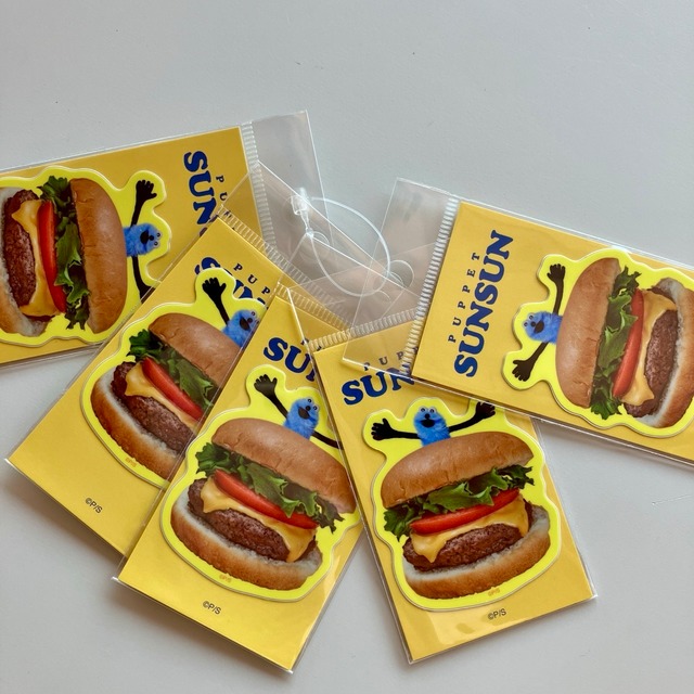 パペットスンスン　ハンバーガー　ダイカットミニステッカー　CA40