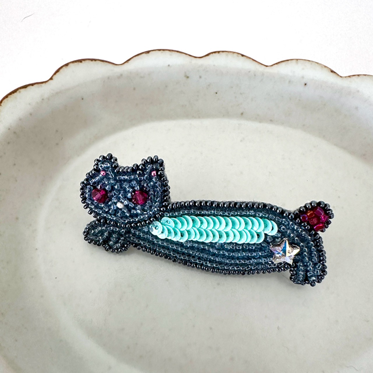 ねこ Blue Gray ／Cat  ブローチ  Brooch　 - 3