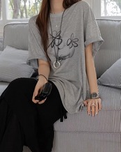 Flower graphic oversized T-Shirt L0155