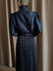 glitter design black maxi skirt-4622-4