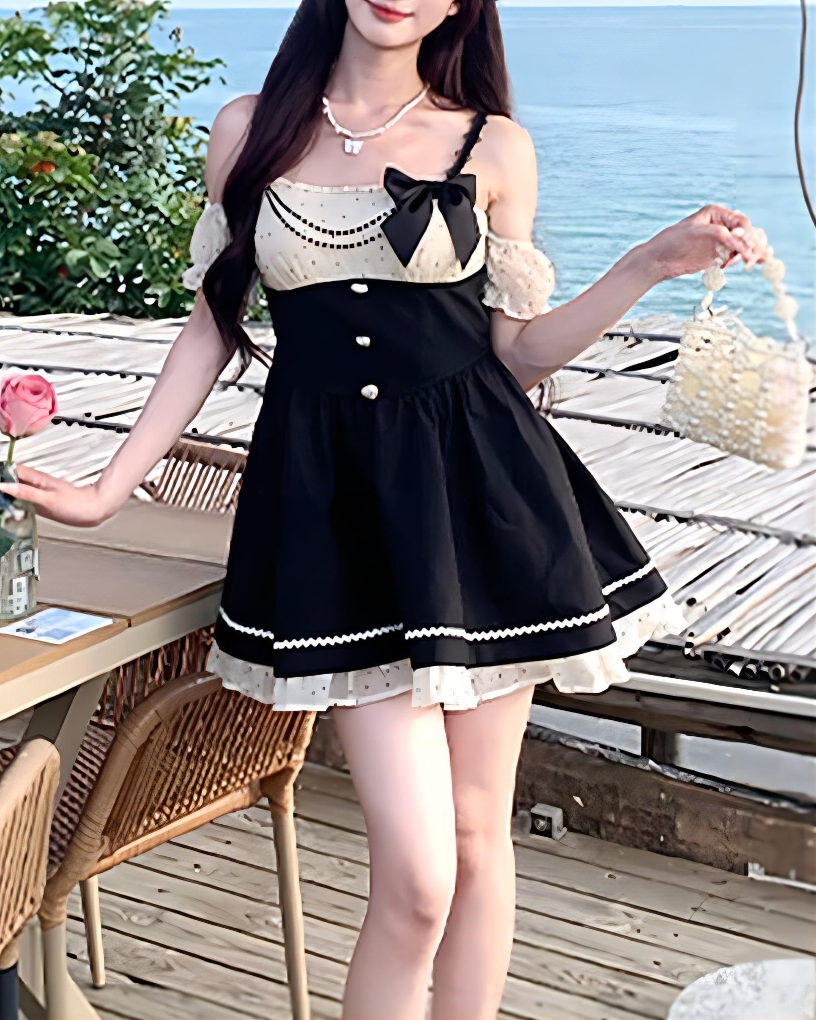 モノトーンドールハイウエストワンピース 2508720
