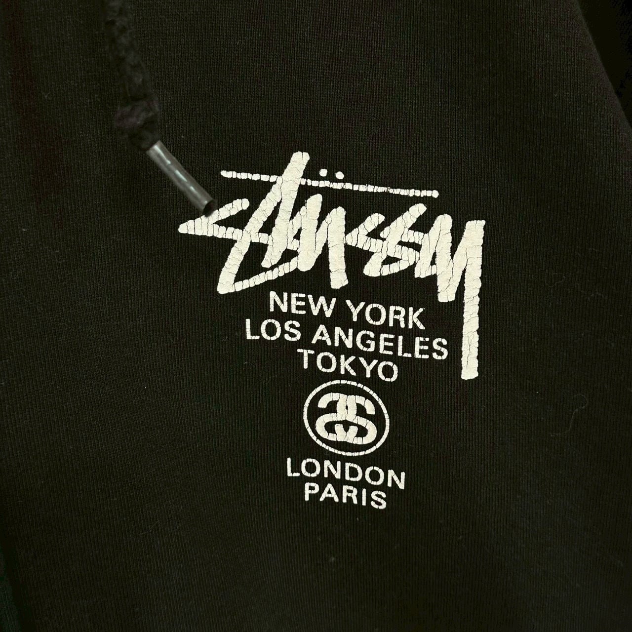 stussy ステューシー ジップパーカー XL バックロゴ プリント ワールド