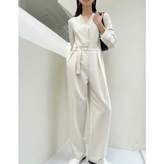 V-neck slim jumpsuit A117