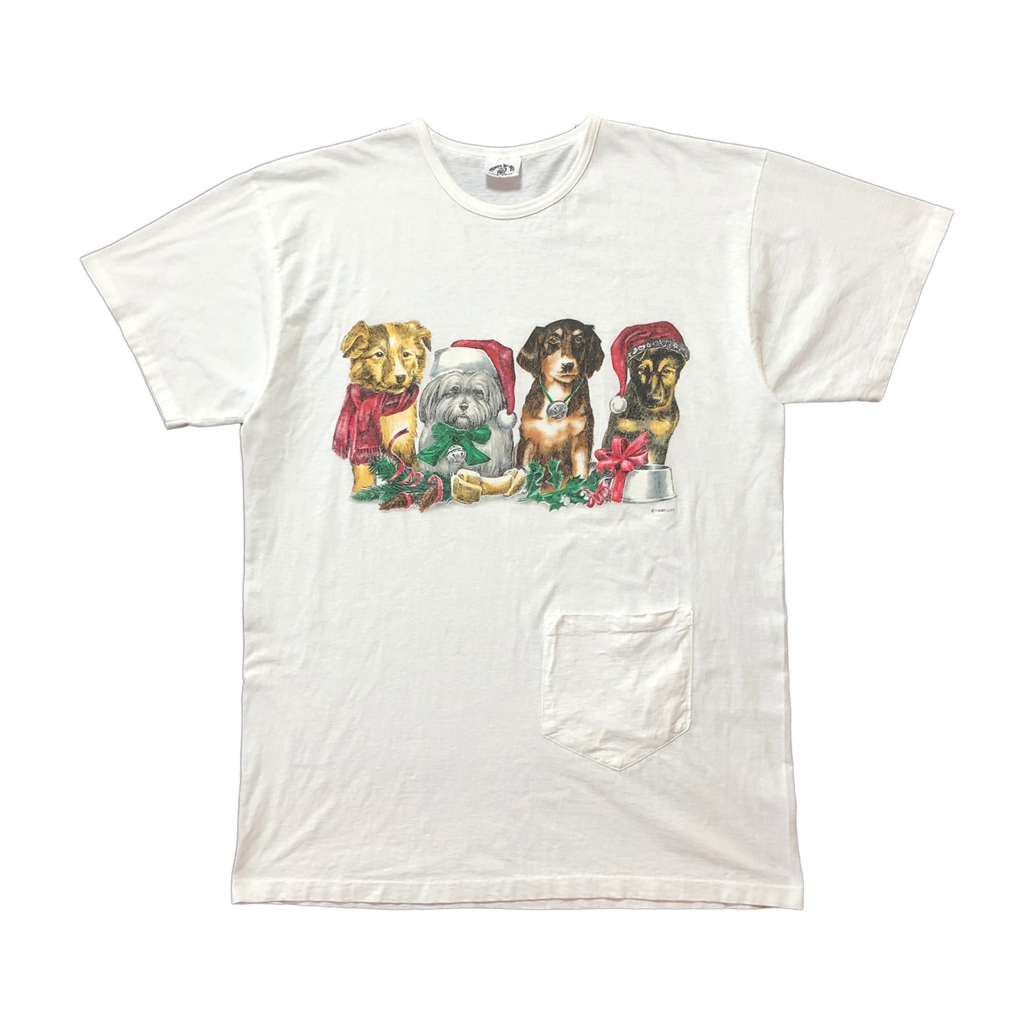 90S USA製 ヴィンテージ オールド 犬 クリスマス ワンピース Tシャツ 