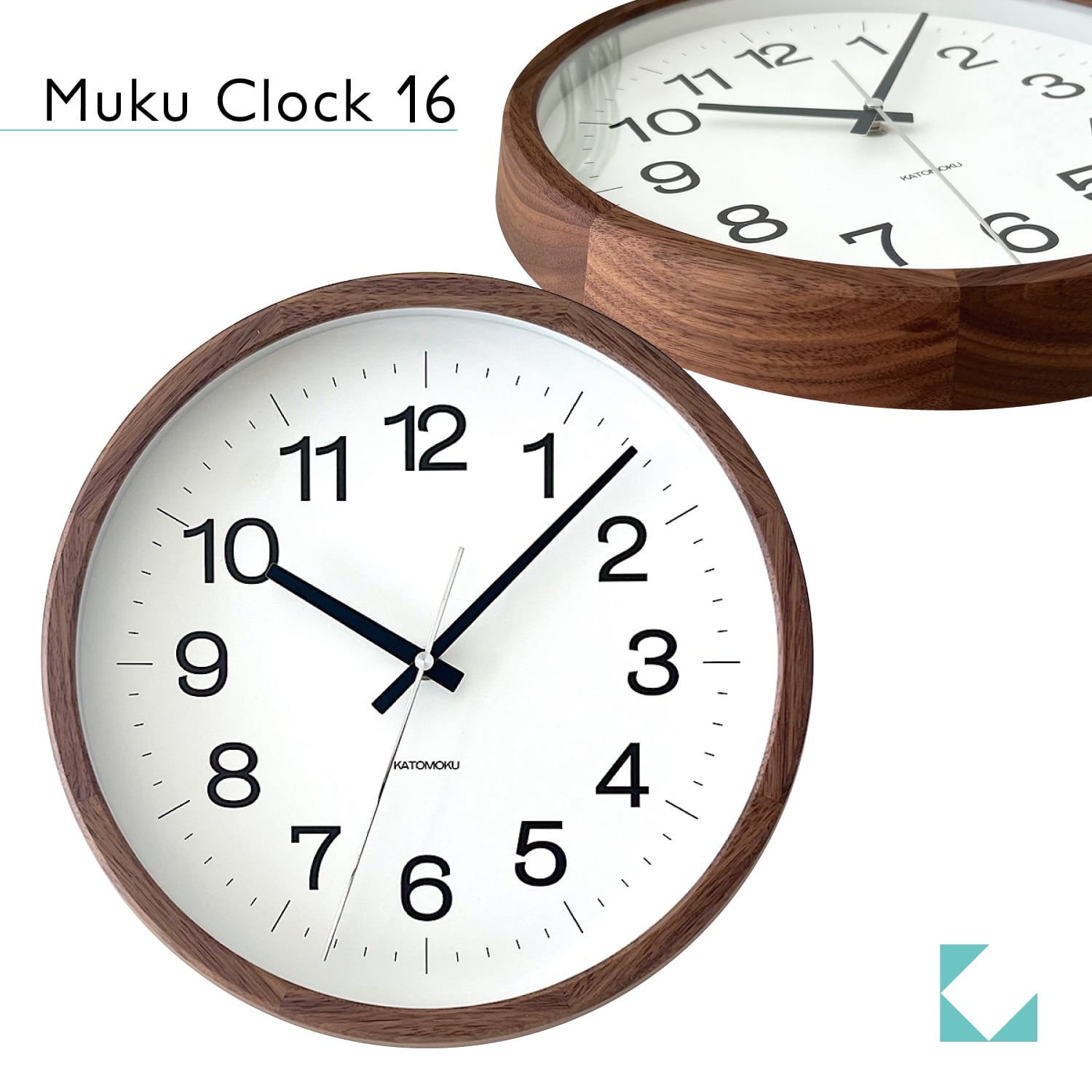 KATOMOKU muku clock 16 ウォールナット km-113WA 掛け時計 | 加藤木工