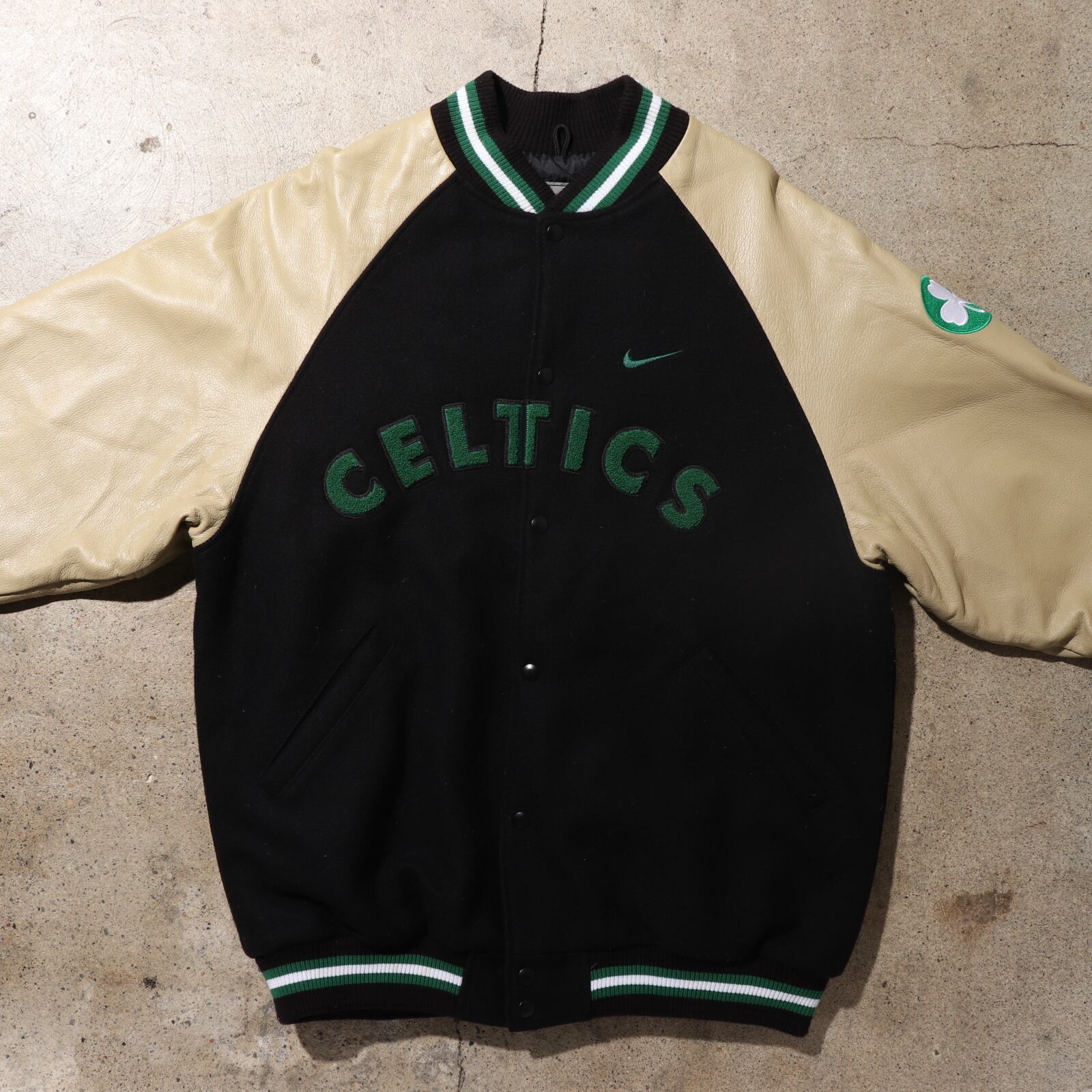 極美品 L 90s セルティックス NIKE 本革 レザージャケット スタジャン 