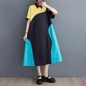 カラーブロック ロングワンピース  30095