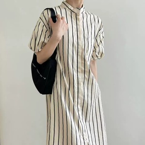 striped middle shirt dress〚0053〛