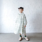 Chocolate check back gather OP    kids S(90-100)  /  Ivory